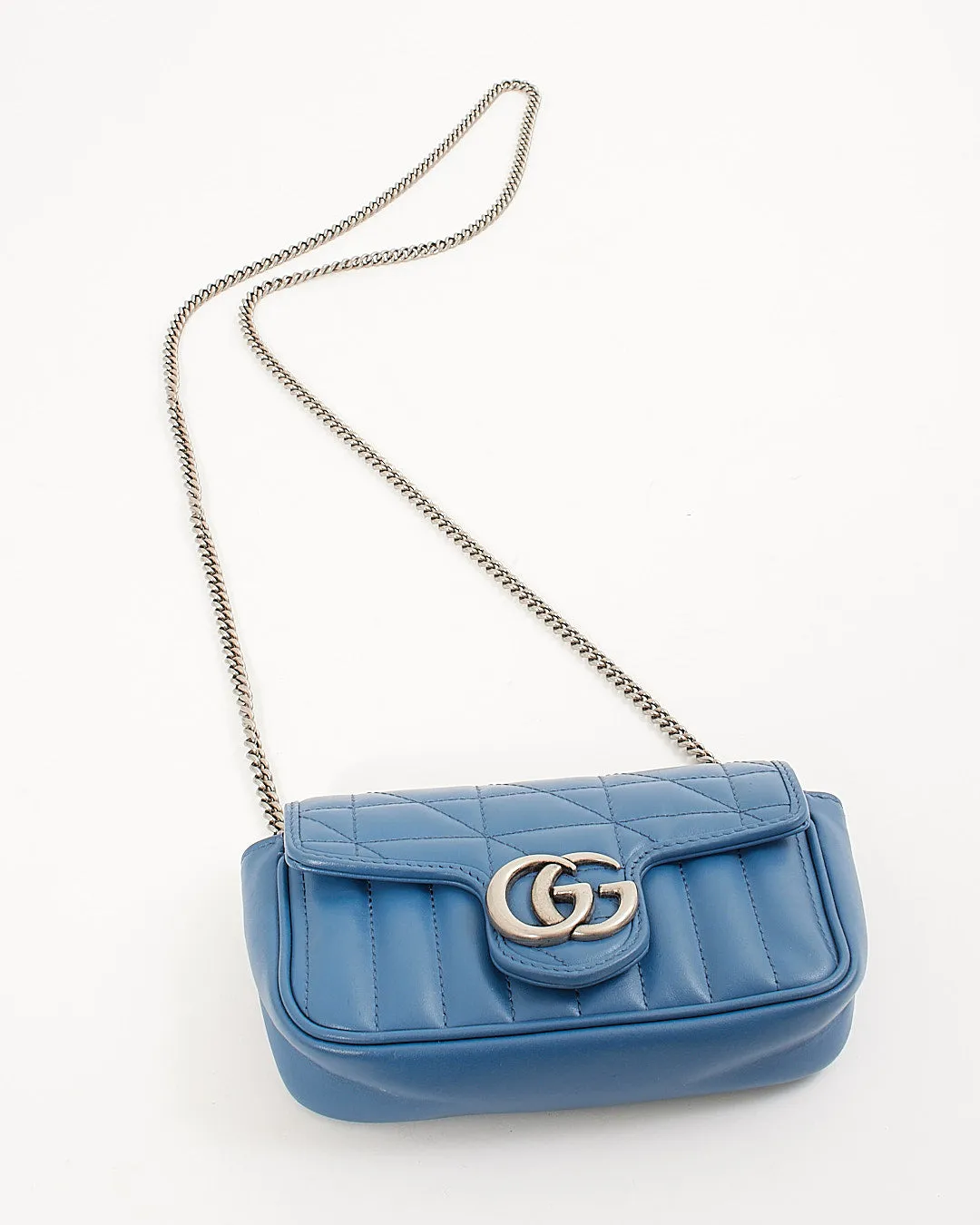 Gucci Blue GG Marmont Super Mini Chain Bag