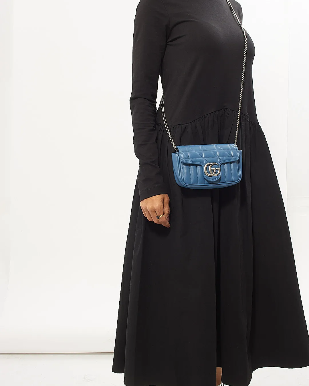 Gucci Blue GG Marmont Super Mini Chain Bag