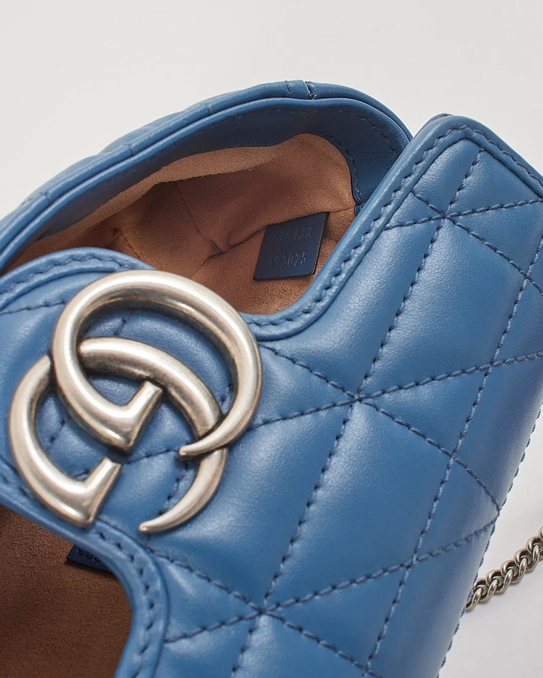 Gucci Blue GG Marmont Super Mini Chain Bag