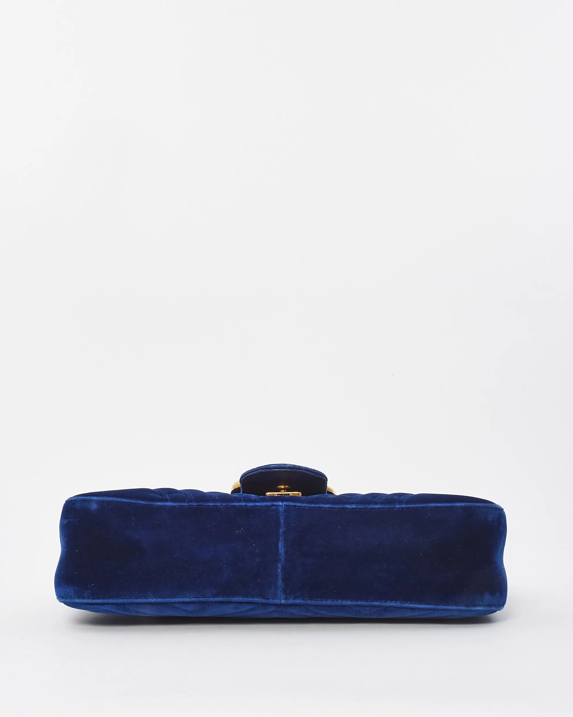 Gucci Blue Velvet Marmont Medium Flap Shoulder Bag