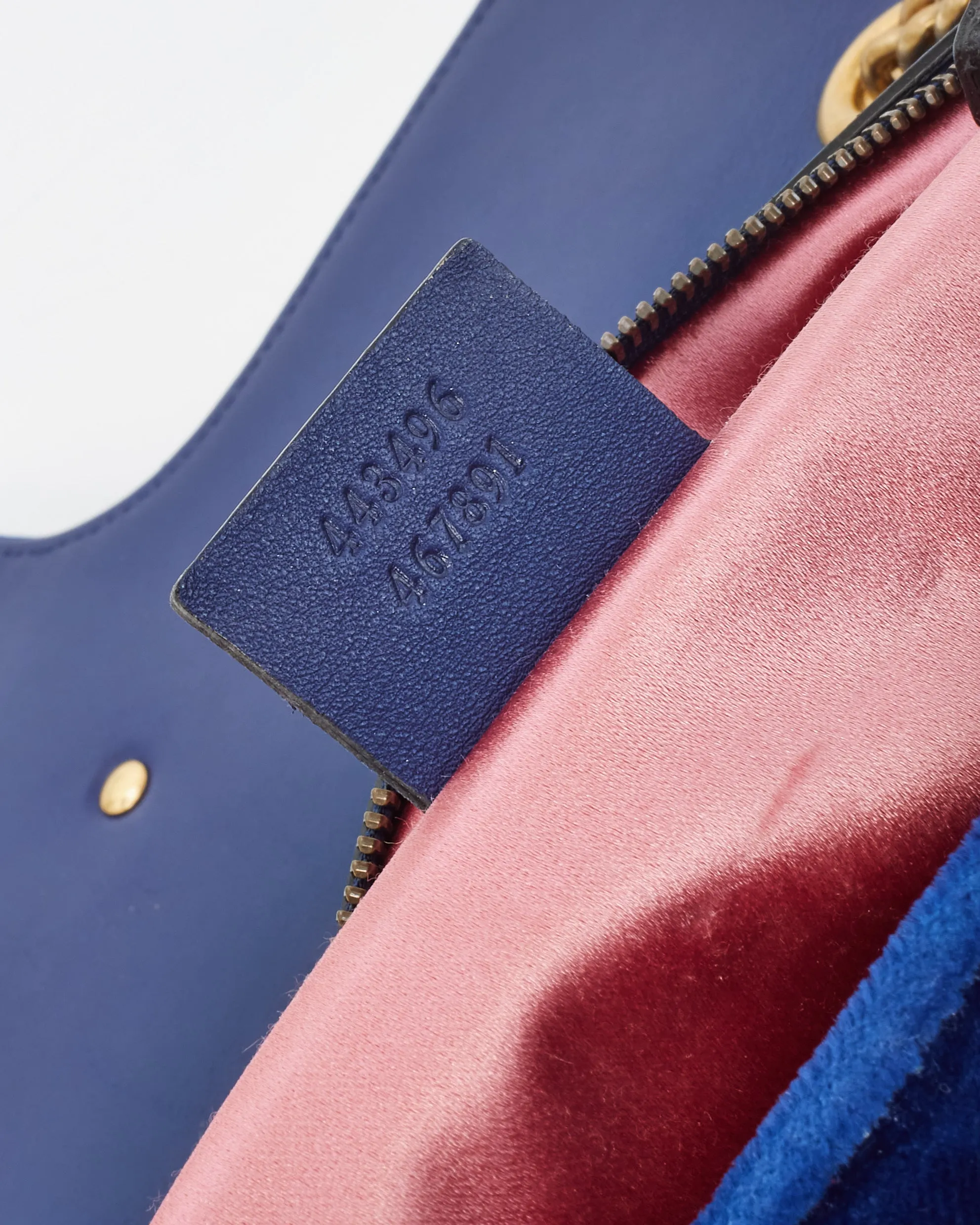Gucci Blue Velvet Marmont Medium Flap Shoulder Bag
