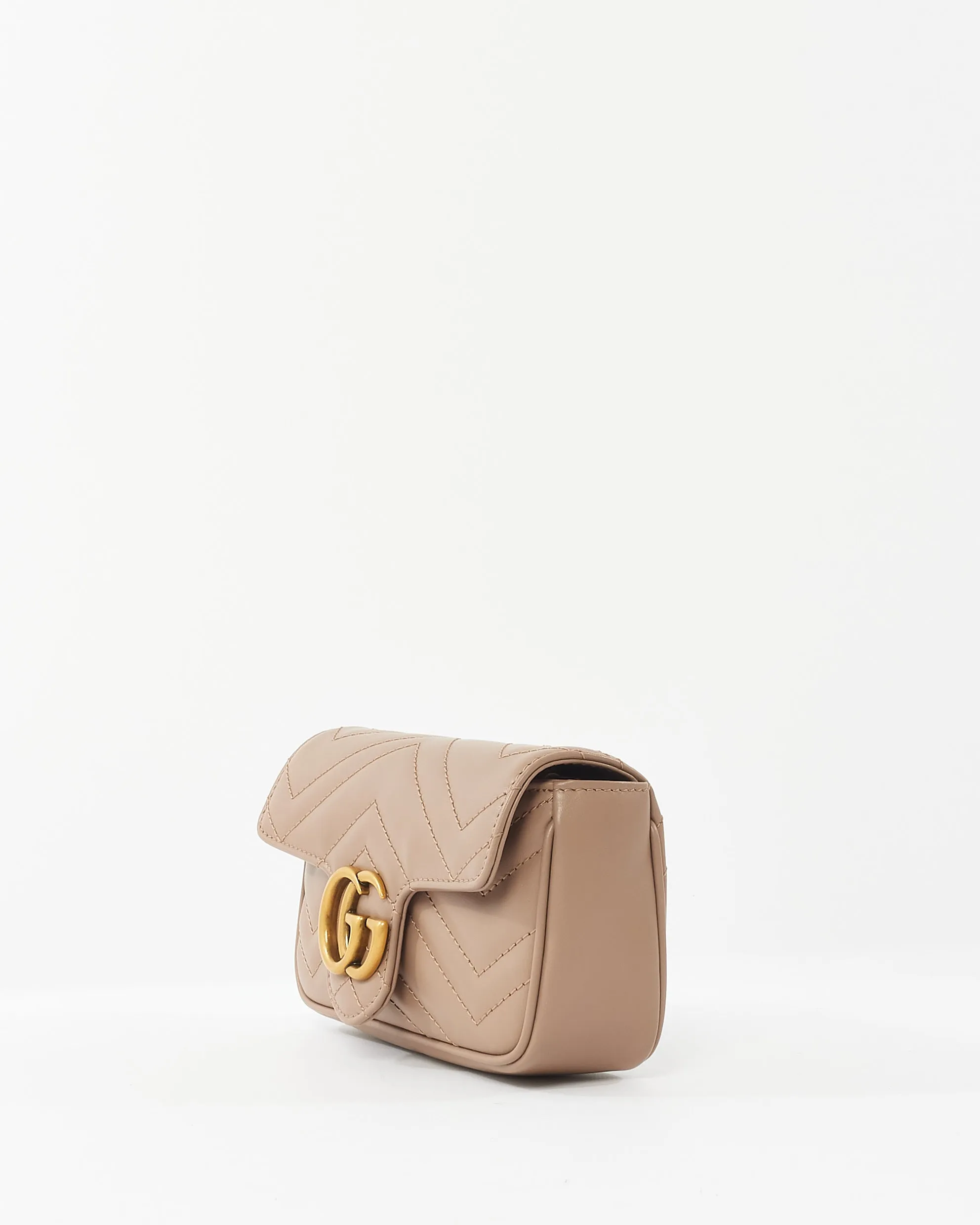 Gucci Blush Leather GG Super Mini Marmont Crossbody Bag