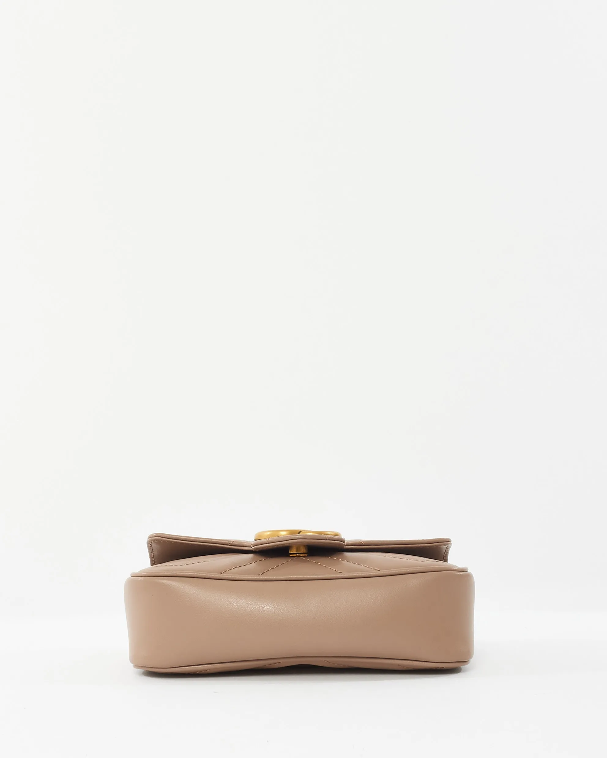 Gucci Blush Leather GG Super Mini Marmont Crossbody Bag