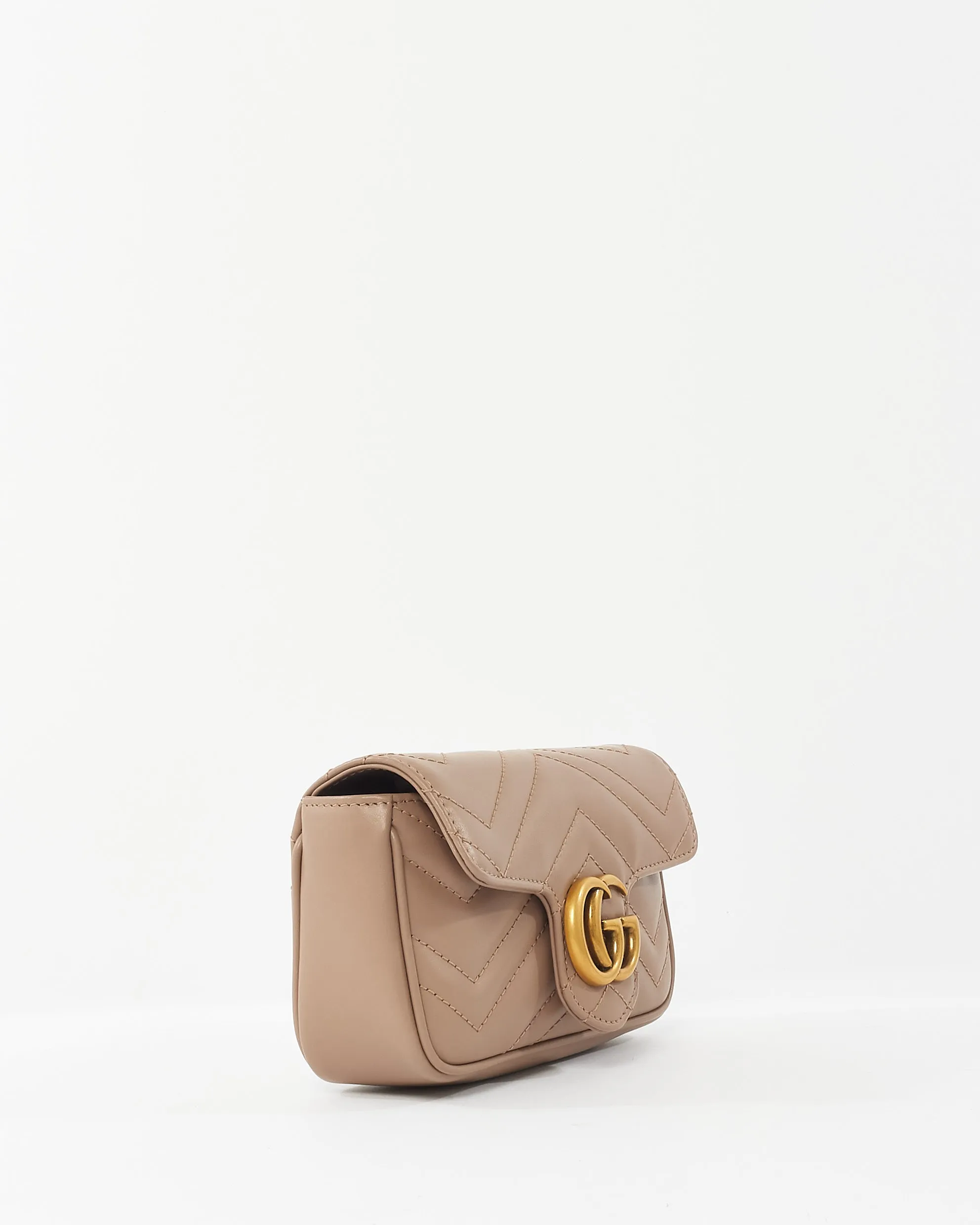 Gucci Blush Leather GG Super Mini Marmont Crossbody Bag