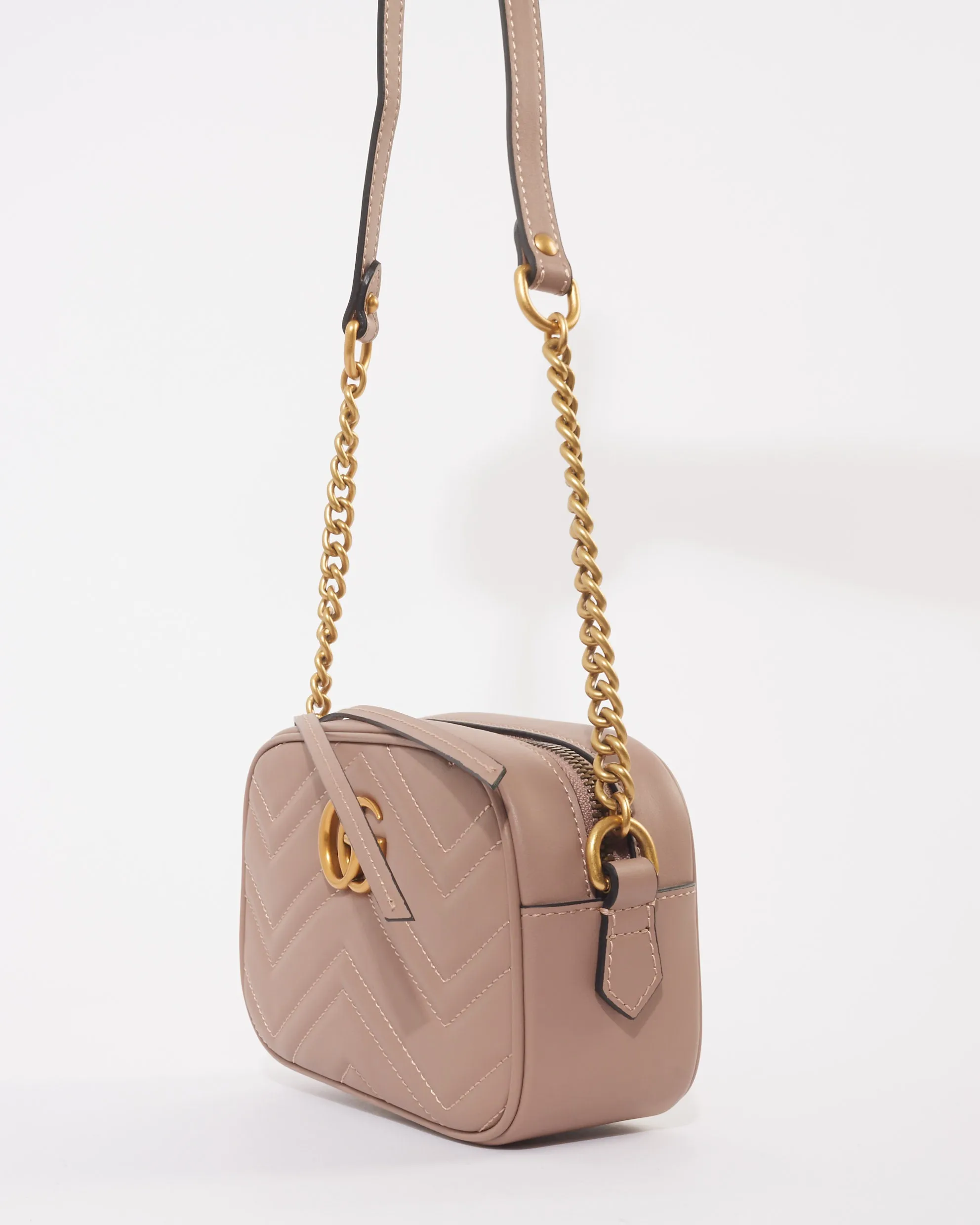 Gucci Blush Leather Marmont Mini Leather Camera Bag