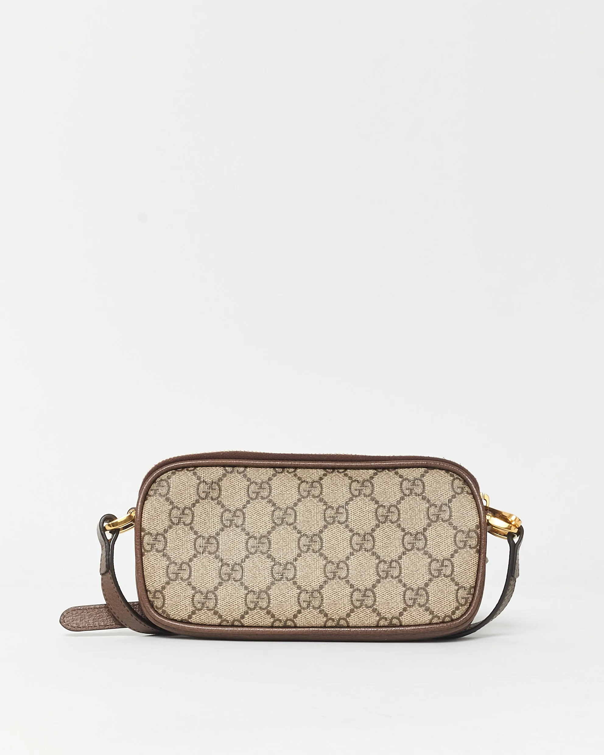 Gucci Brown Monogram Canvas Mini Web Crossbody Bag