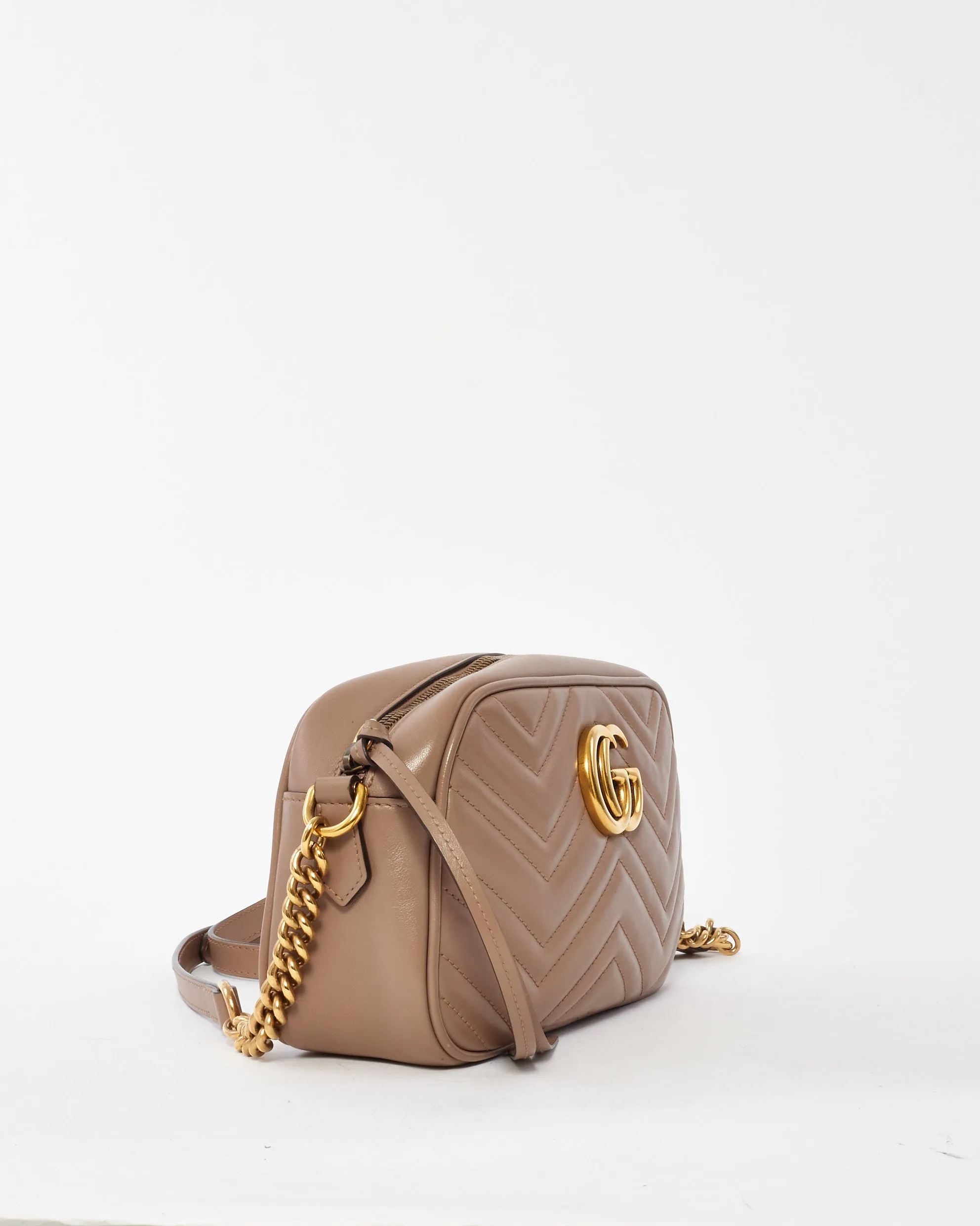 Gucci Dusty Pink Matlassée Leather Small Marmont Camera Bag