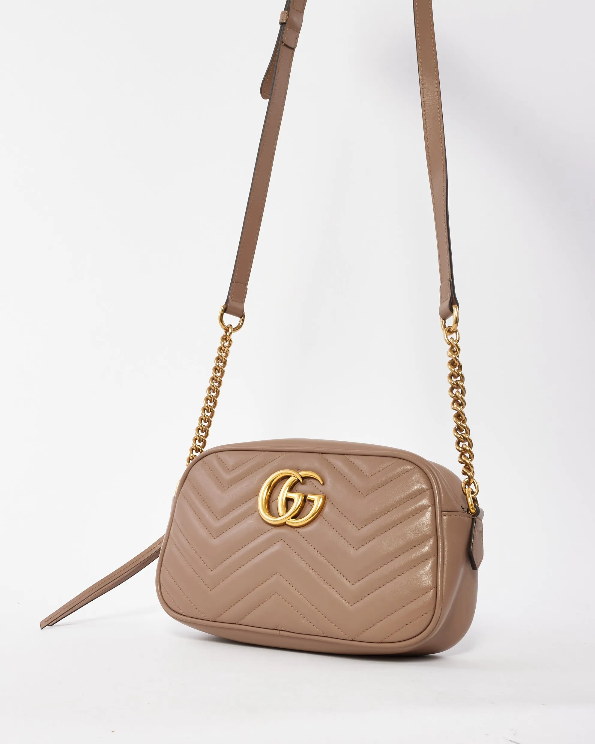 Gucci Dusty Pink Matlassée Leather Small Marmont Camera Bag