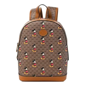 GUCCI GG Disney X Mickey Mouse Zip Around Tan Brown Purse Wallet Italy NEW