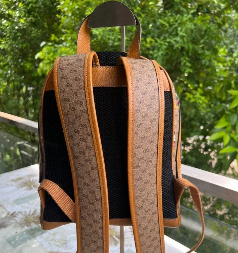 GUCCI GG Disney X Mickey Mouse Zip Around Tan Brown Purse Wallet Italy NEW