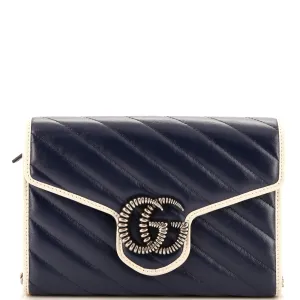 GUCCI GG Marmont Chain Wallet Diagonal Quilted Leather Mini
