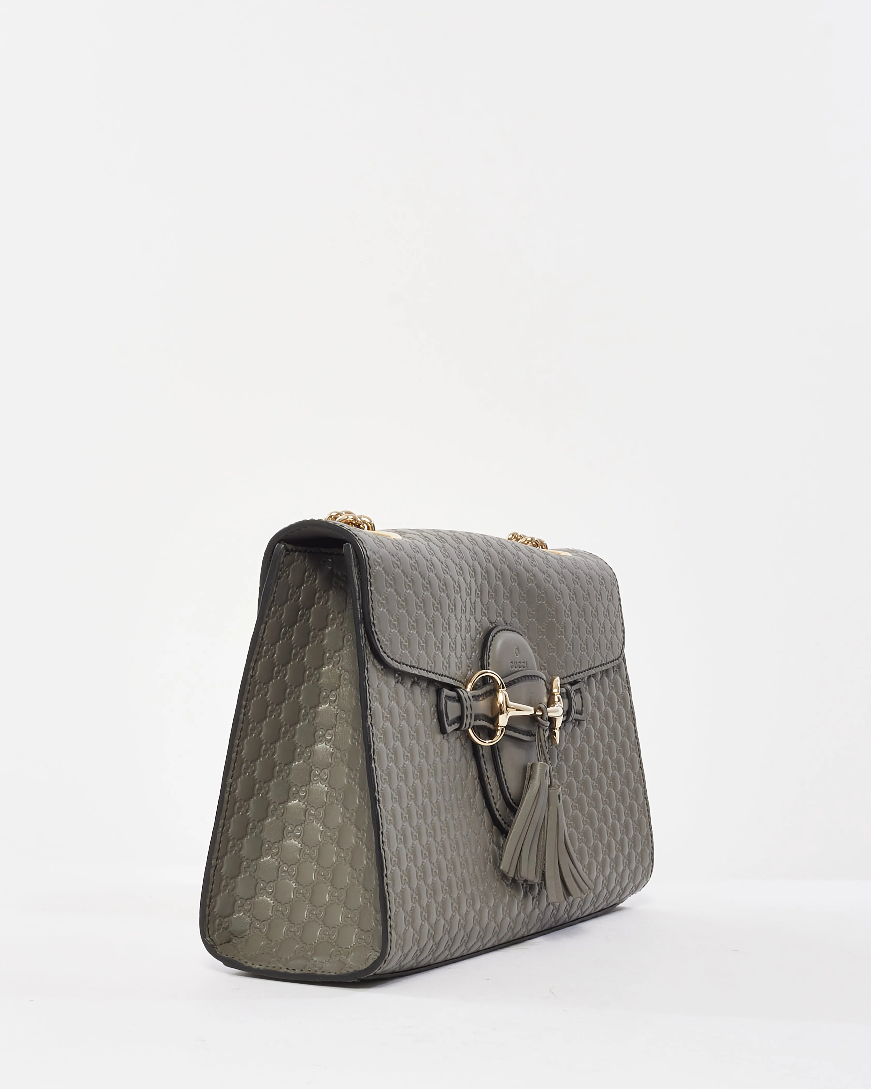 Gucci Grey Leather Guccissima Emily Shoulder Bag