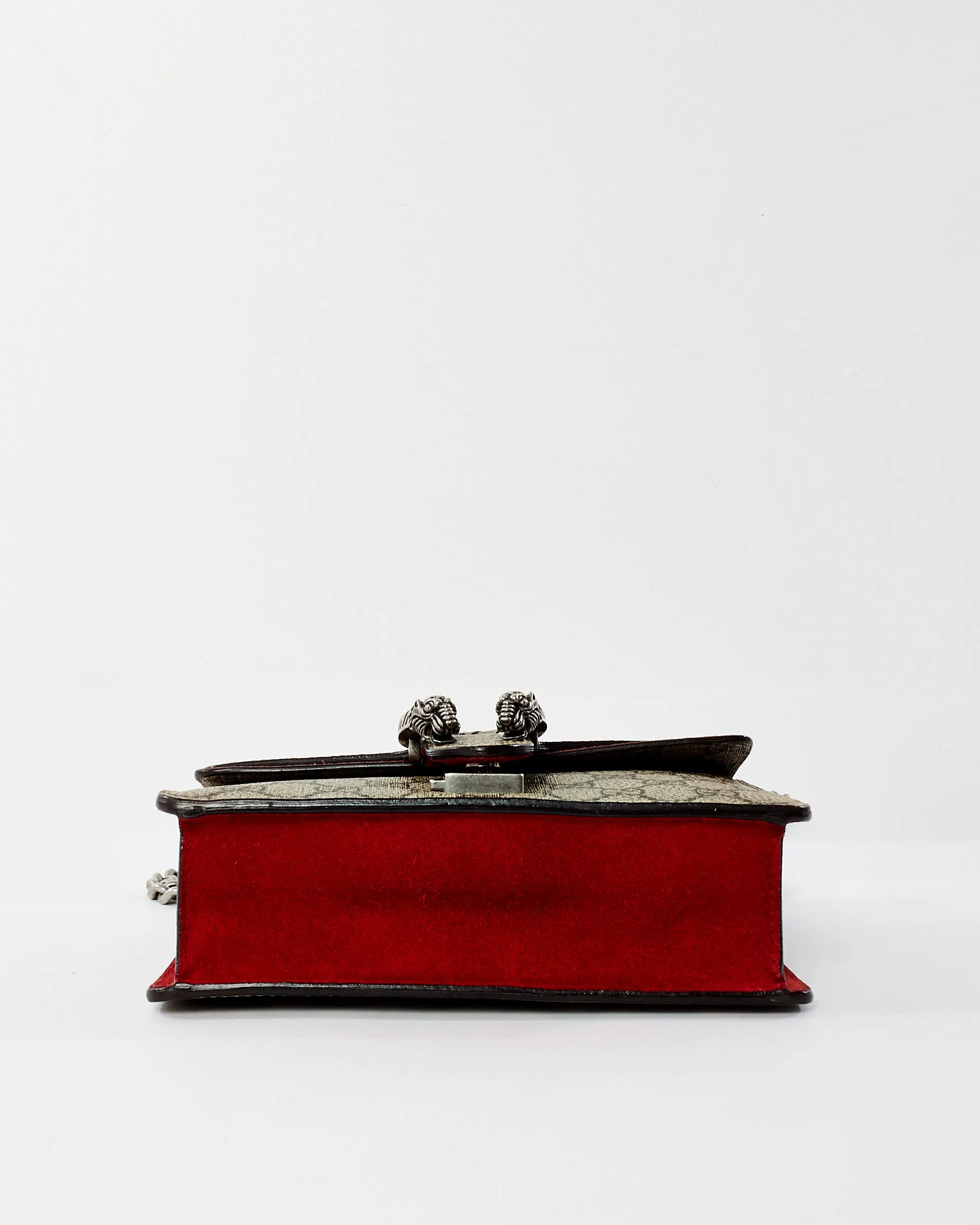Gucci Monogram Coated Canvas & Red Suede GG Super Mini Dionysus