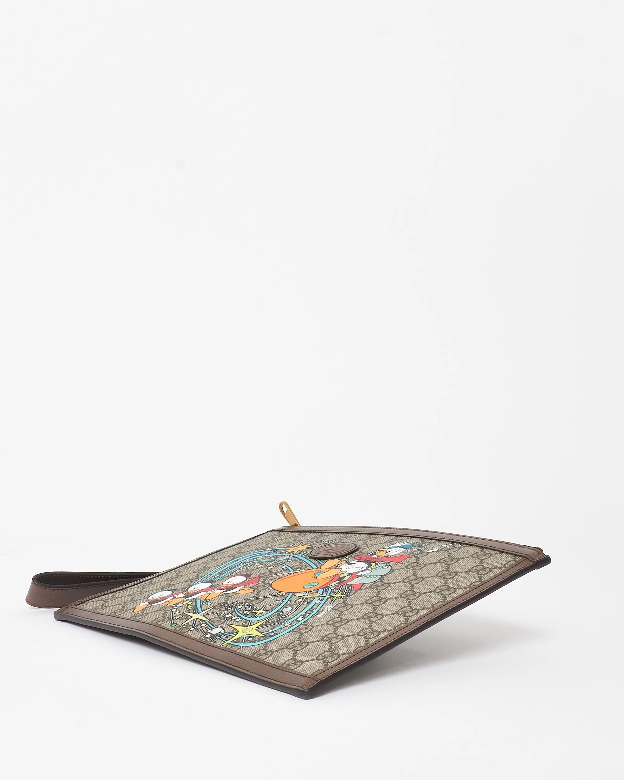 Gucci Monogram Coated Canvas Donald Duck Disney X Gucci Wristlet Clutch
