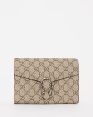 Gucci Monogram GG Canvas Supreme Dionysus Wallet On Chain