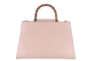 GUCCI NIMFAIR BAMBOO TOP HANDLE ( 453764.213317) LARGE MINI PINK LEATHER GOLD HARDWARE WITH LONG STRAP AND DUST COVER