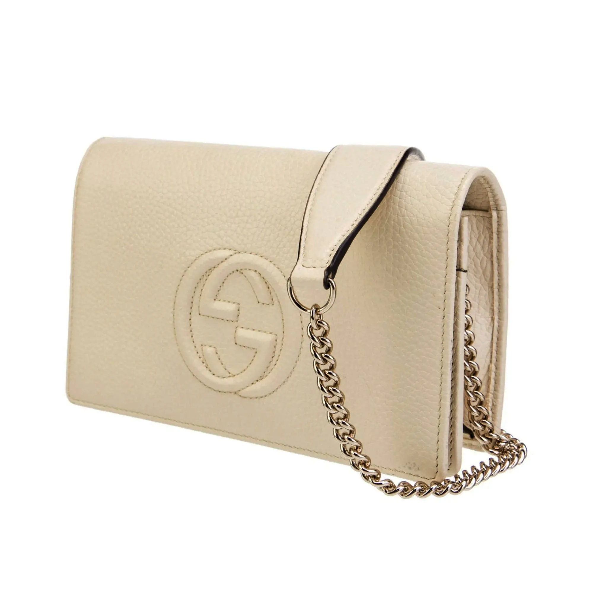 Gucci Soho Off White GG Crossbody Wallet IVORY Italy Leather Handbag Bag Box NEW