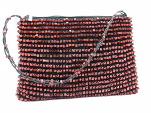 Hand-crocheted Beads Bag - Large - Hand-painted - Red/Black