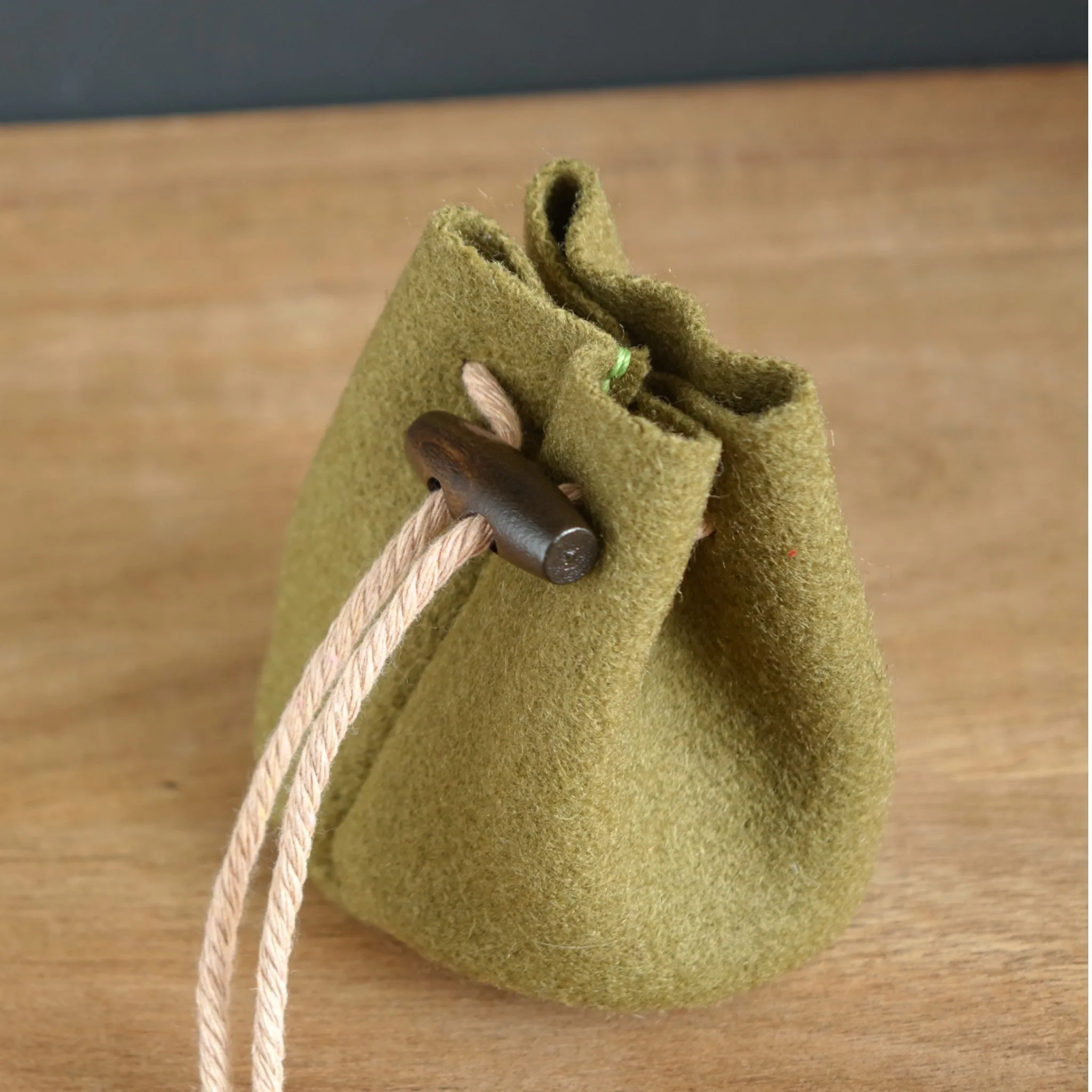 Handmade Small Drawstring Burel Pouch Bag