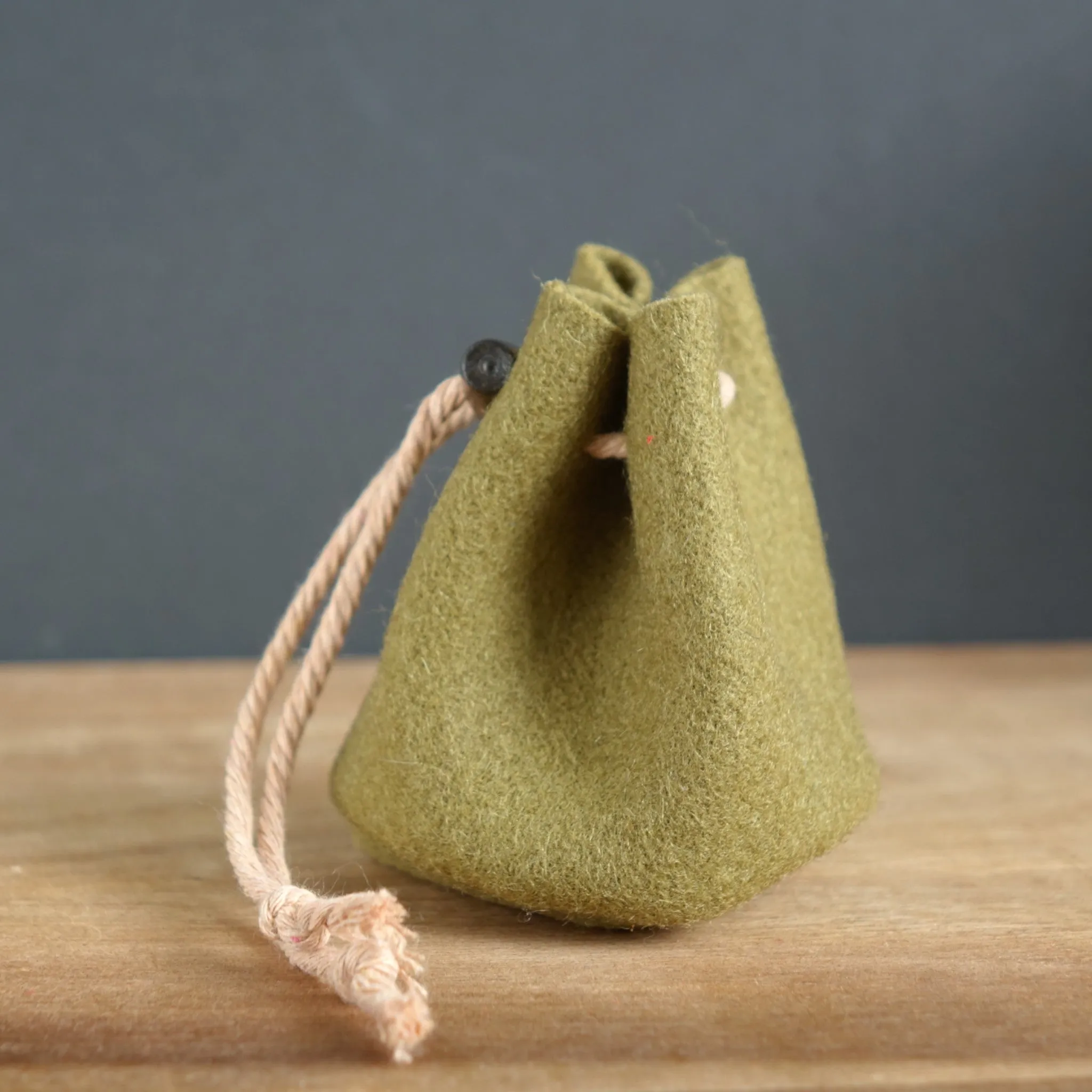 Handmade Small Drawstring Burel Pouch Bag