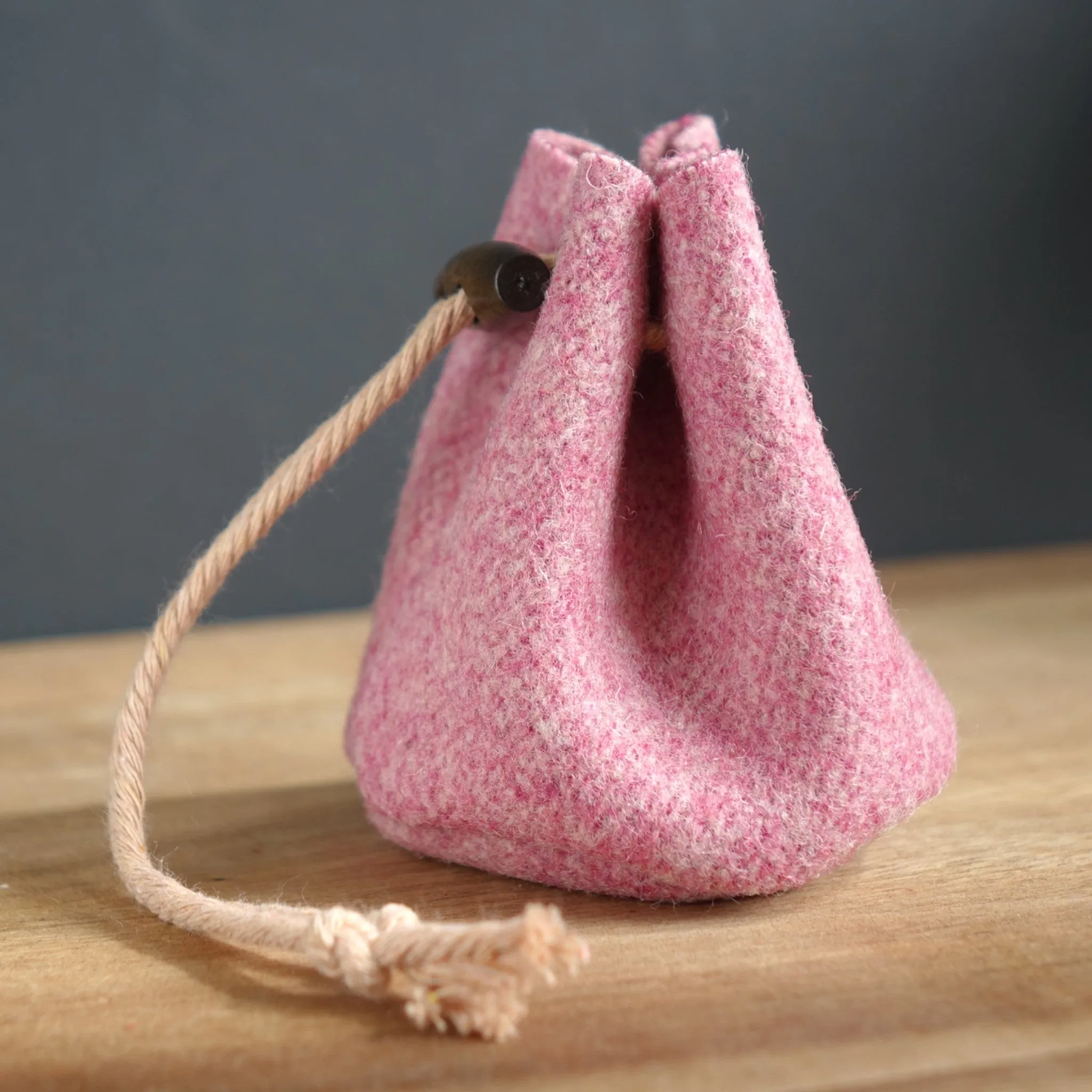 Handmade Small Drawstring Burel Pouch Bag