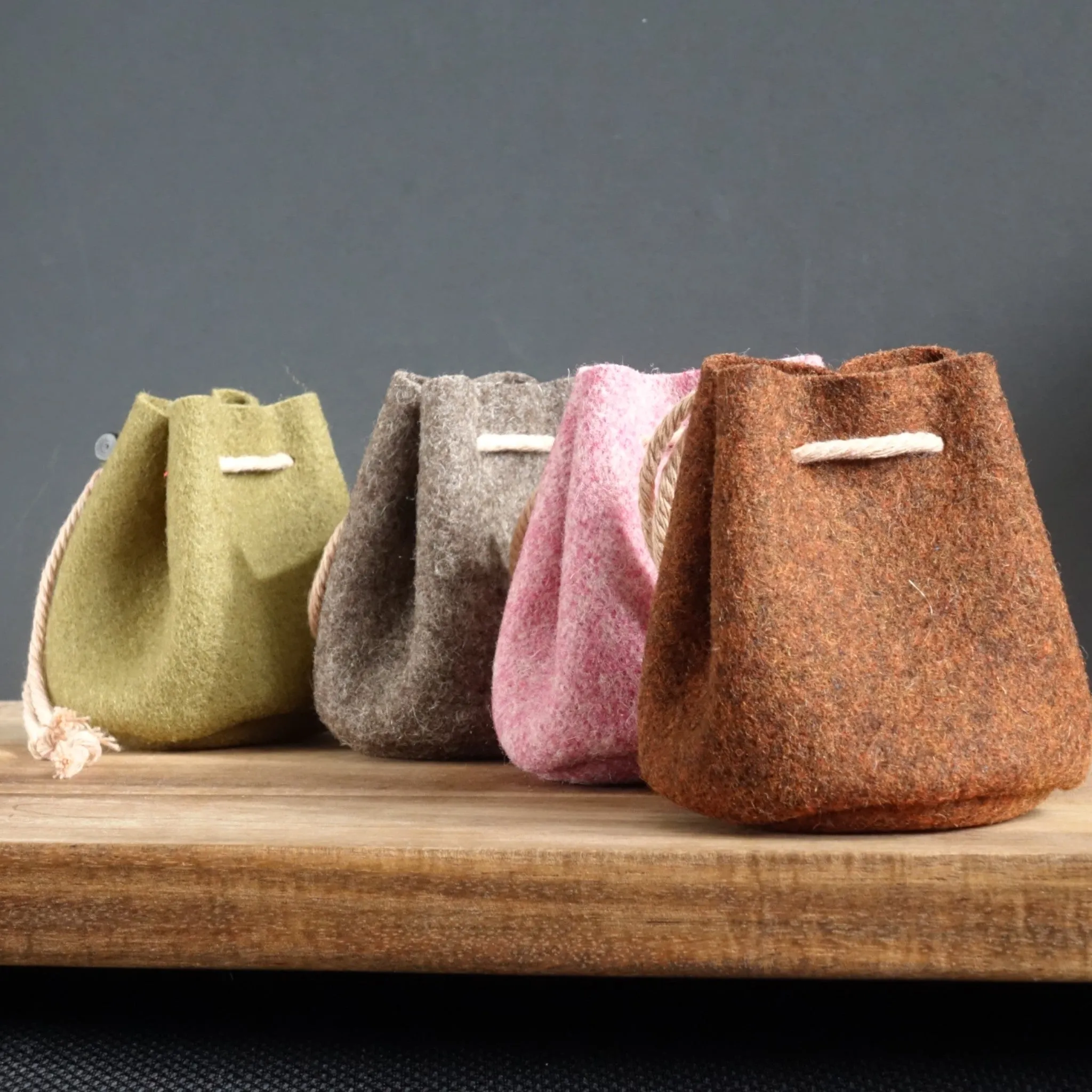 Handmade Small Drawstring Burel Pouch Bag