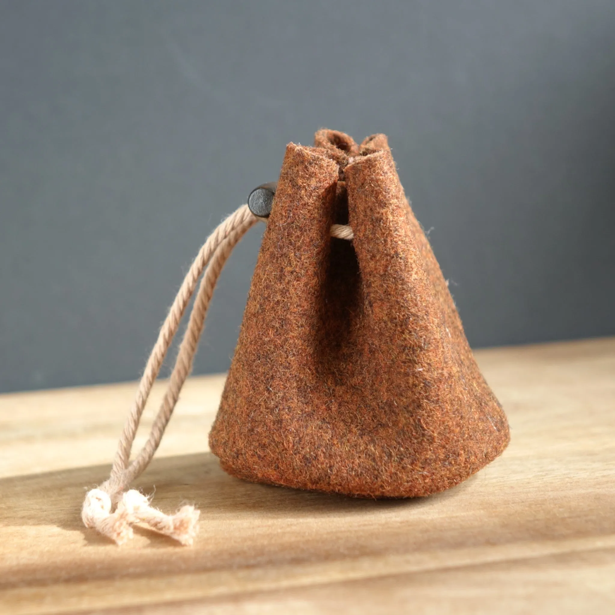 Handmade Small Drawstring Burel Pouch Bag
