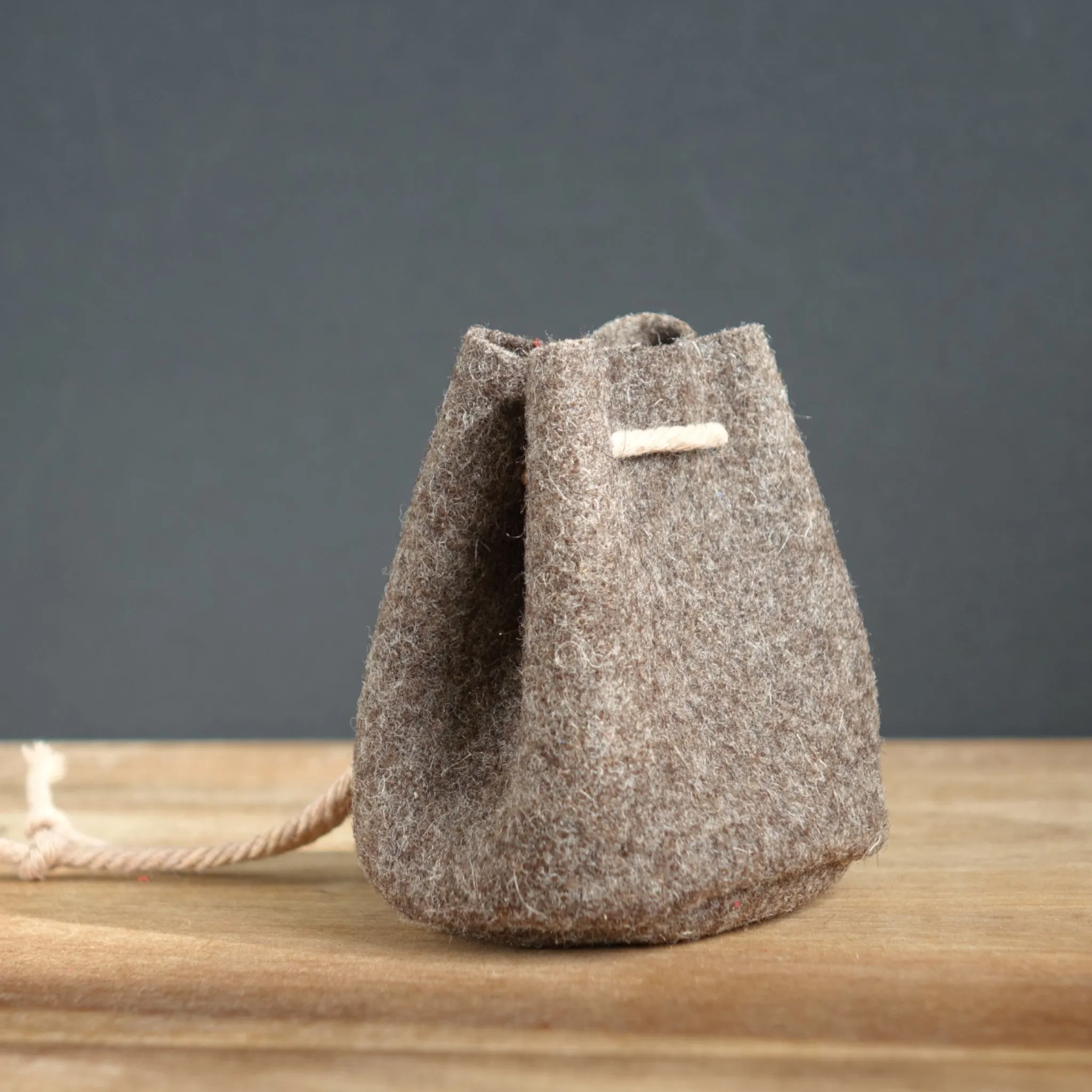Handmade Small Drawstring Burel Pouch Bag