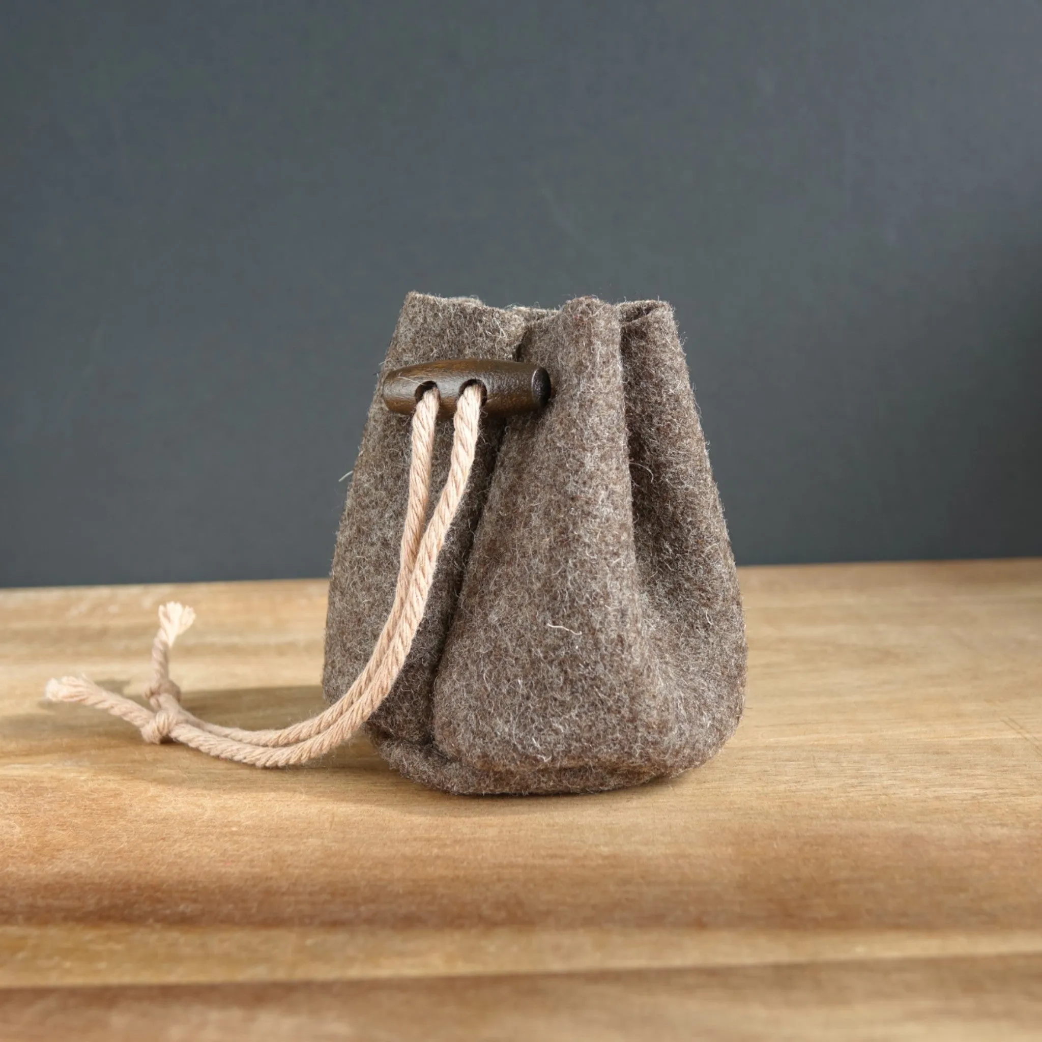 Handmade Small Drawstring Burel Pouch Bag