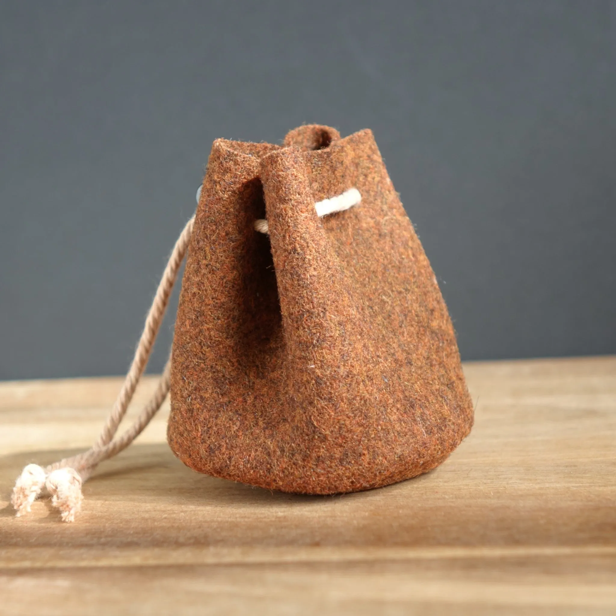 Handmade Small Drawstring Burel Pouch Bag