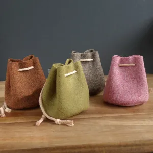 Handmade Small Drawstring Burel Pouch Bag