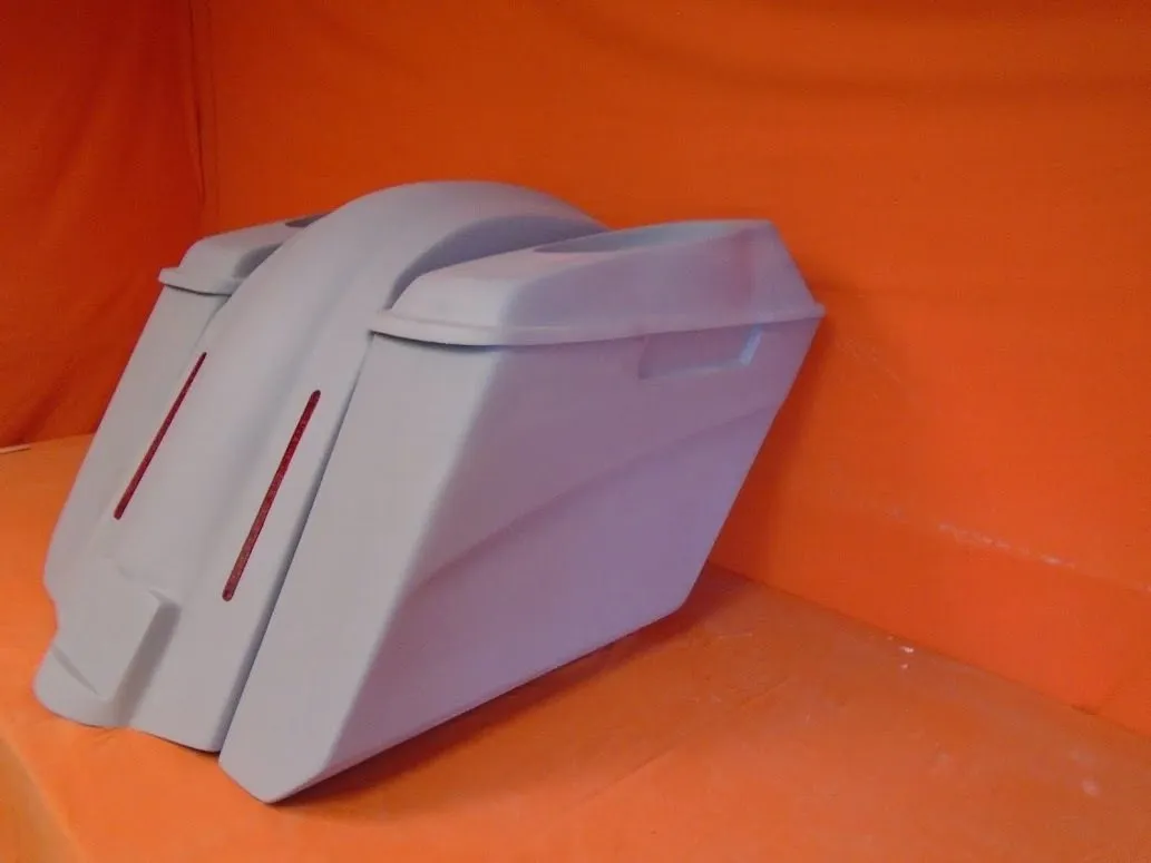 Harley Davidson 5" Softail Heritage Extended Stretched Saddlebags 6 x 9 Speaker Lids LED Fender No CutOuts