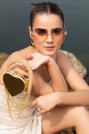Heart Shaped Clutch- Ideal Golden Clutch