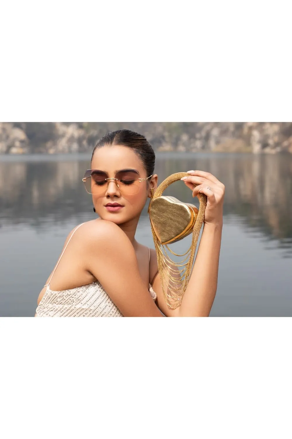 Heart Shaped Clutch- Ideal Golden Clutch