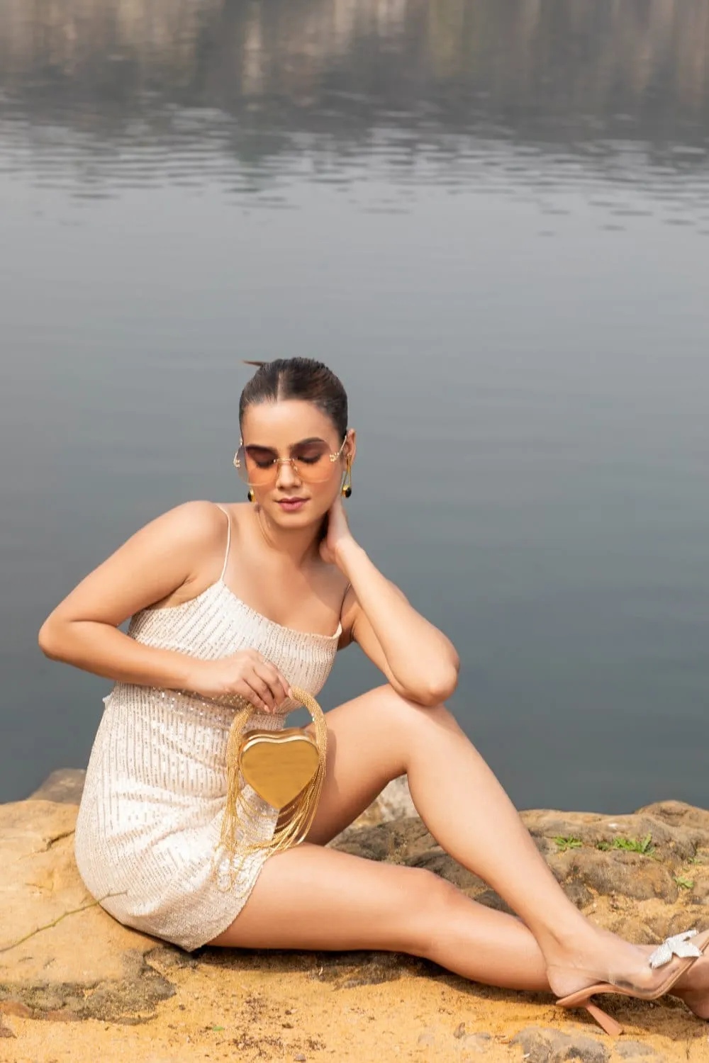 Heart Shaped Clutch- Ideal Golden Clutch