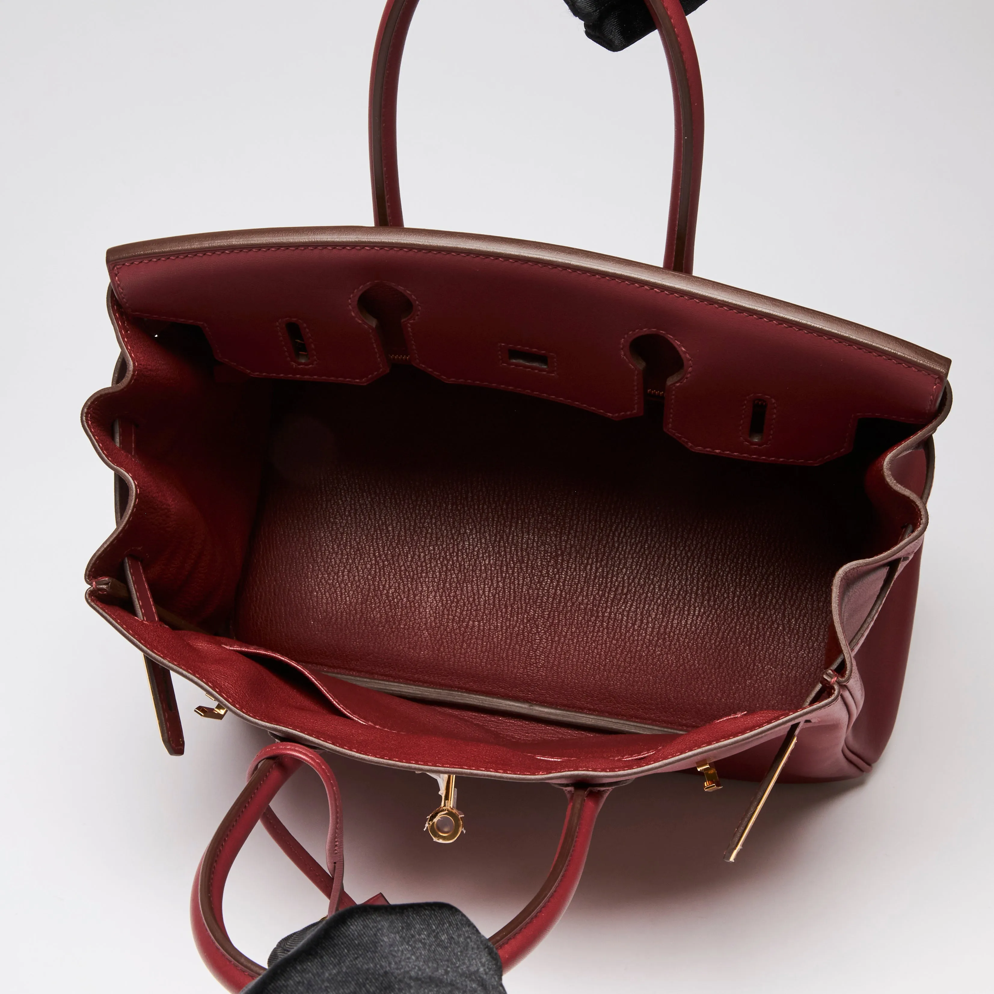 Hermes Deep Red Burgundy Swift Leather Birkin 30