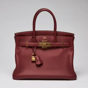 Hermes Deep Red Burgundy Swift Leather Birkin 30
