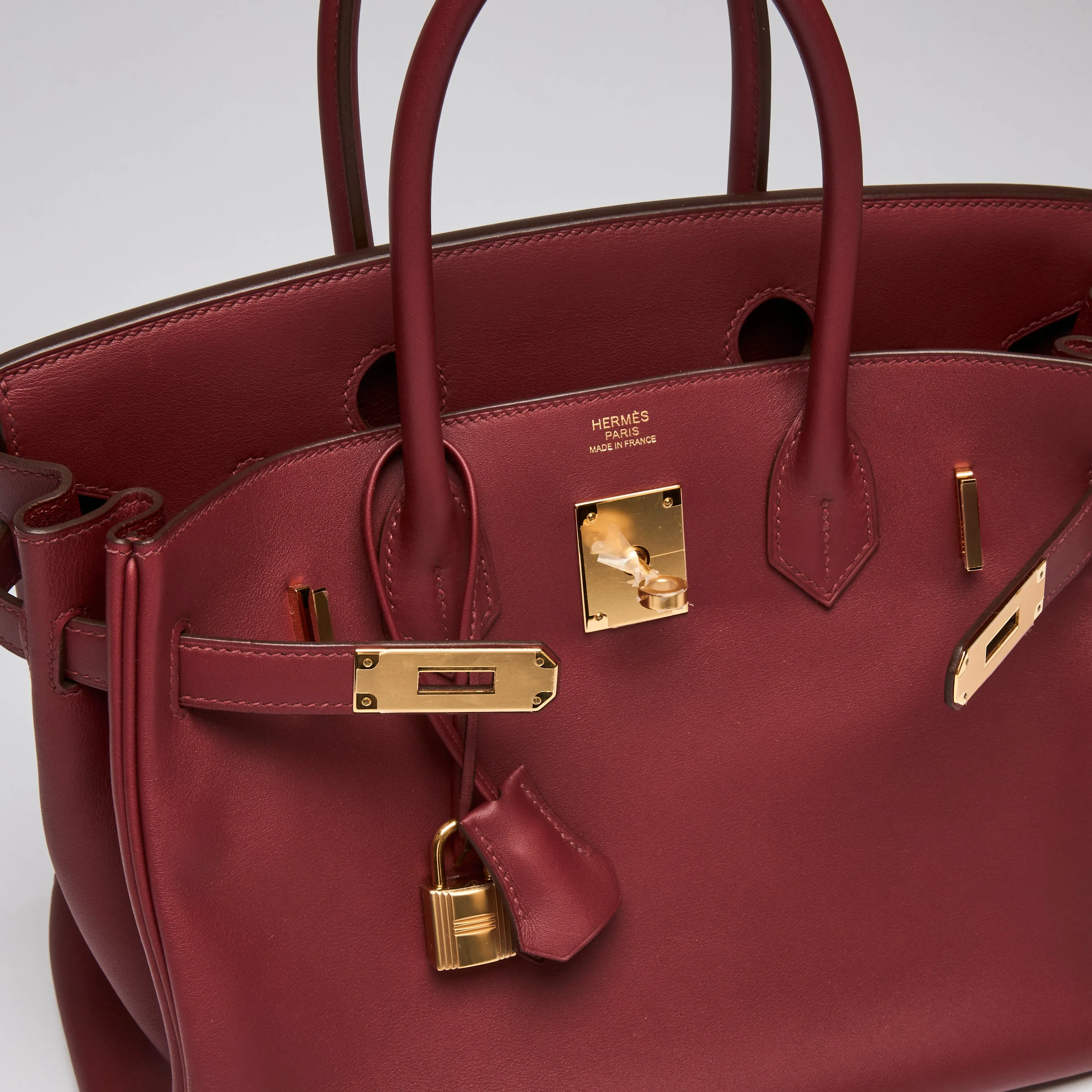 Hermes Deep Red Burgundy Swift Leather Birkin 30