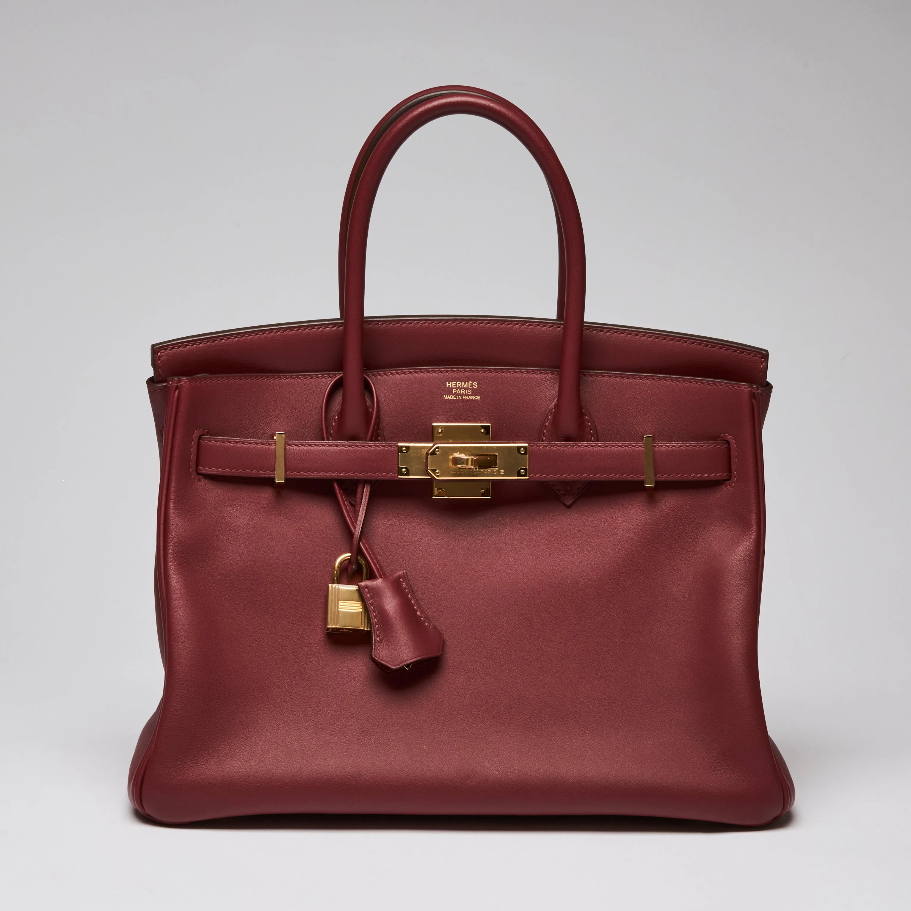 Hermes Deep Red Burgundy Swift Leather Birkin 30