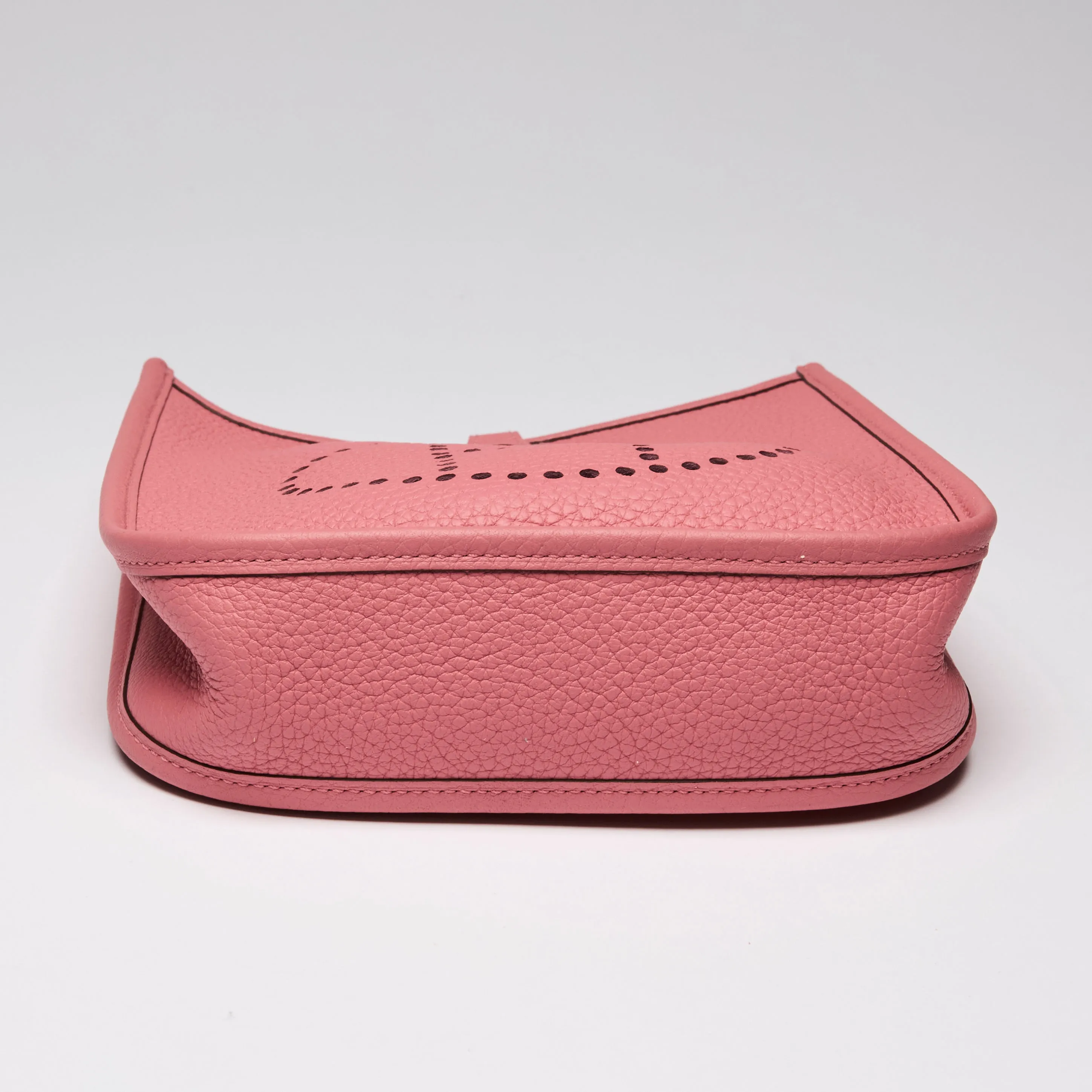 Hermes Rose En Cuir Mini Evelyn Crossbody Bag
