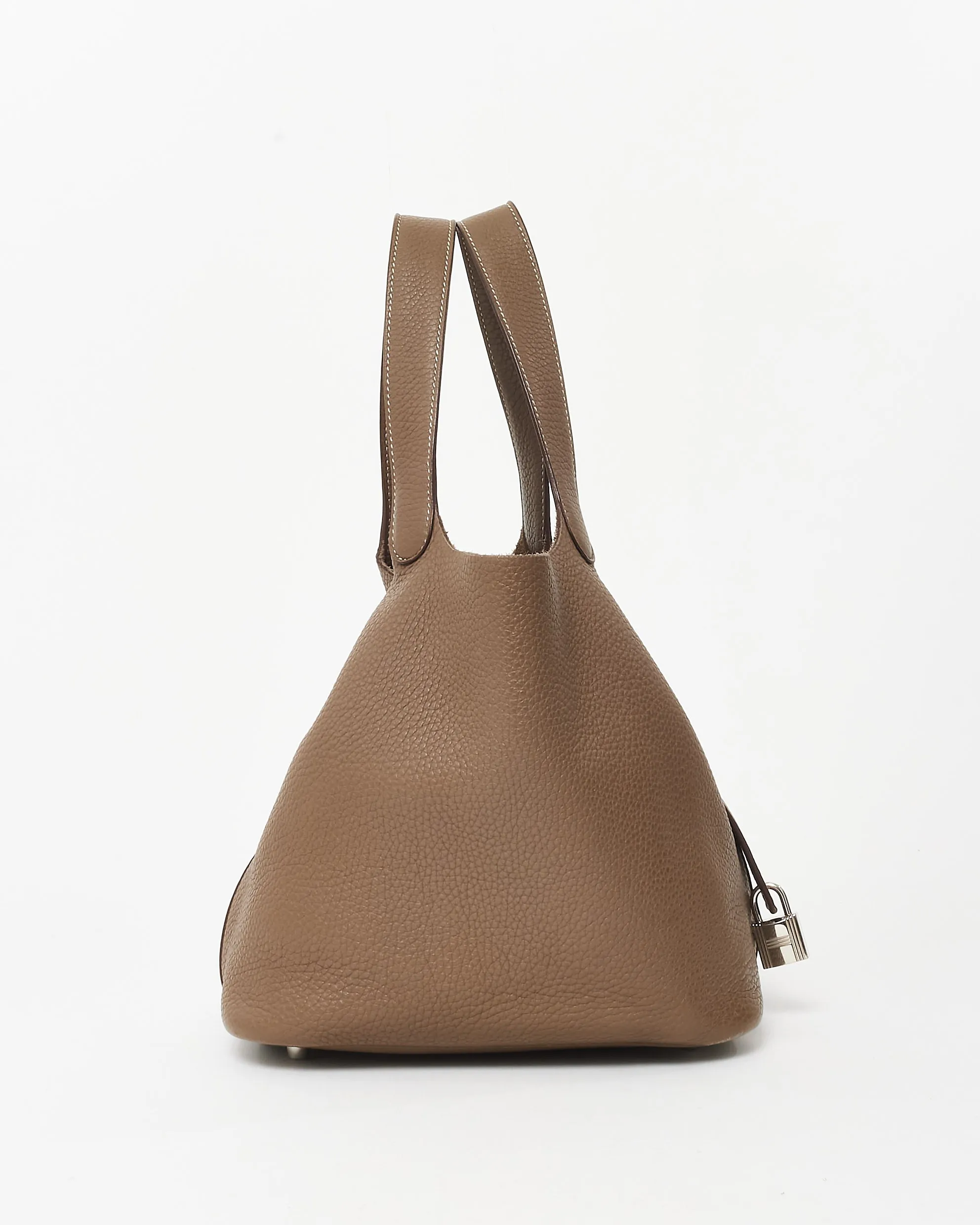 Hermès Etoupe Clemence Leather Picotin 22 Bag PHW