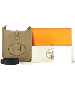 Hermès Evelyne 26 Etoupe Clemence With Rare Navy Strap & Gold Hardware BOX FRESH