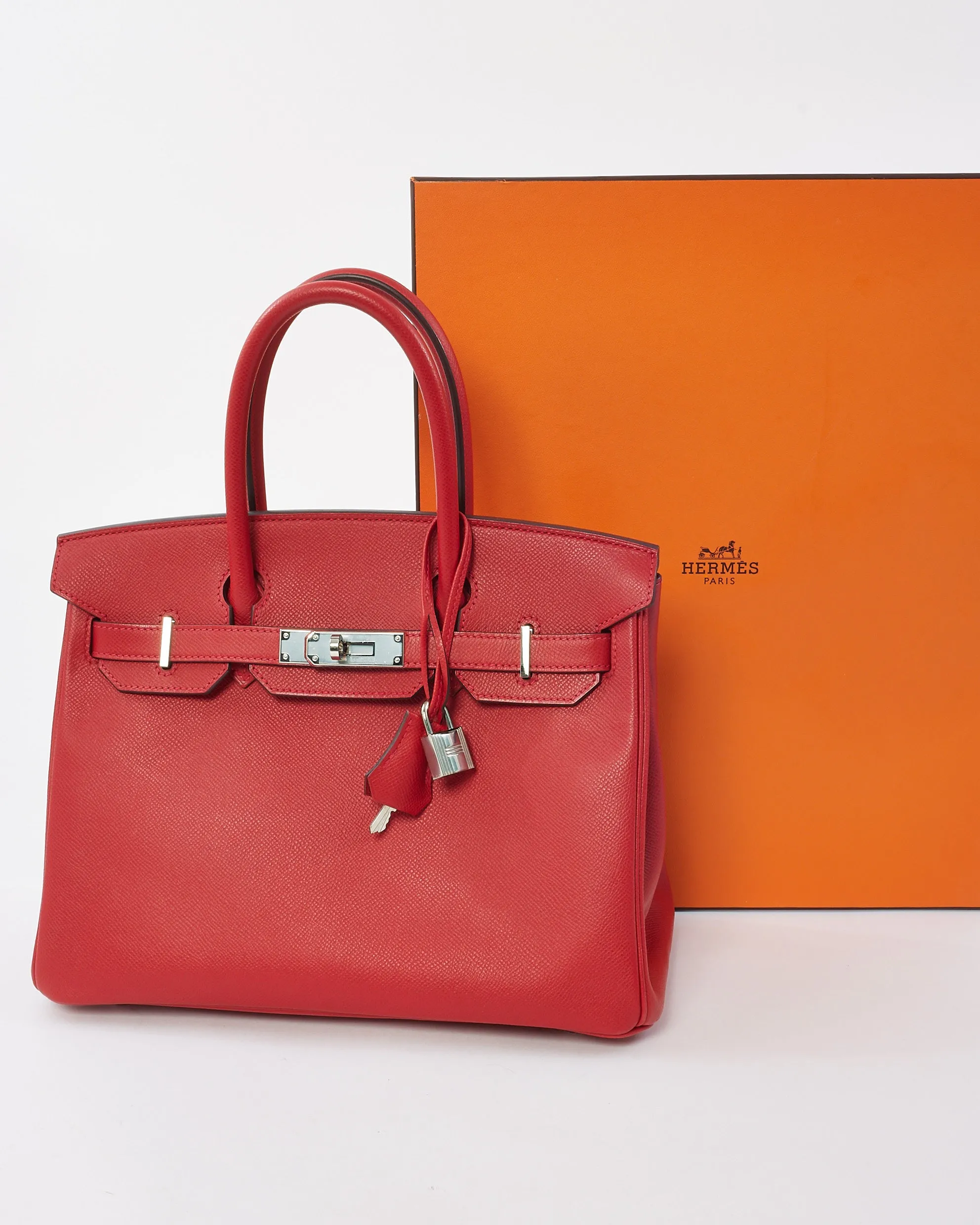 Hermès Red Epsom Leather Birkin 30 SHW