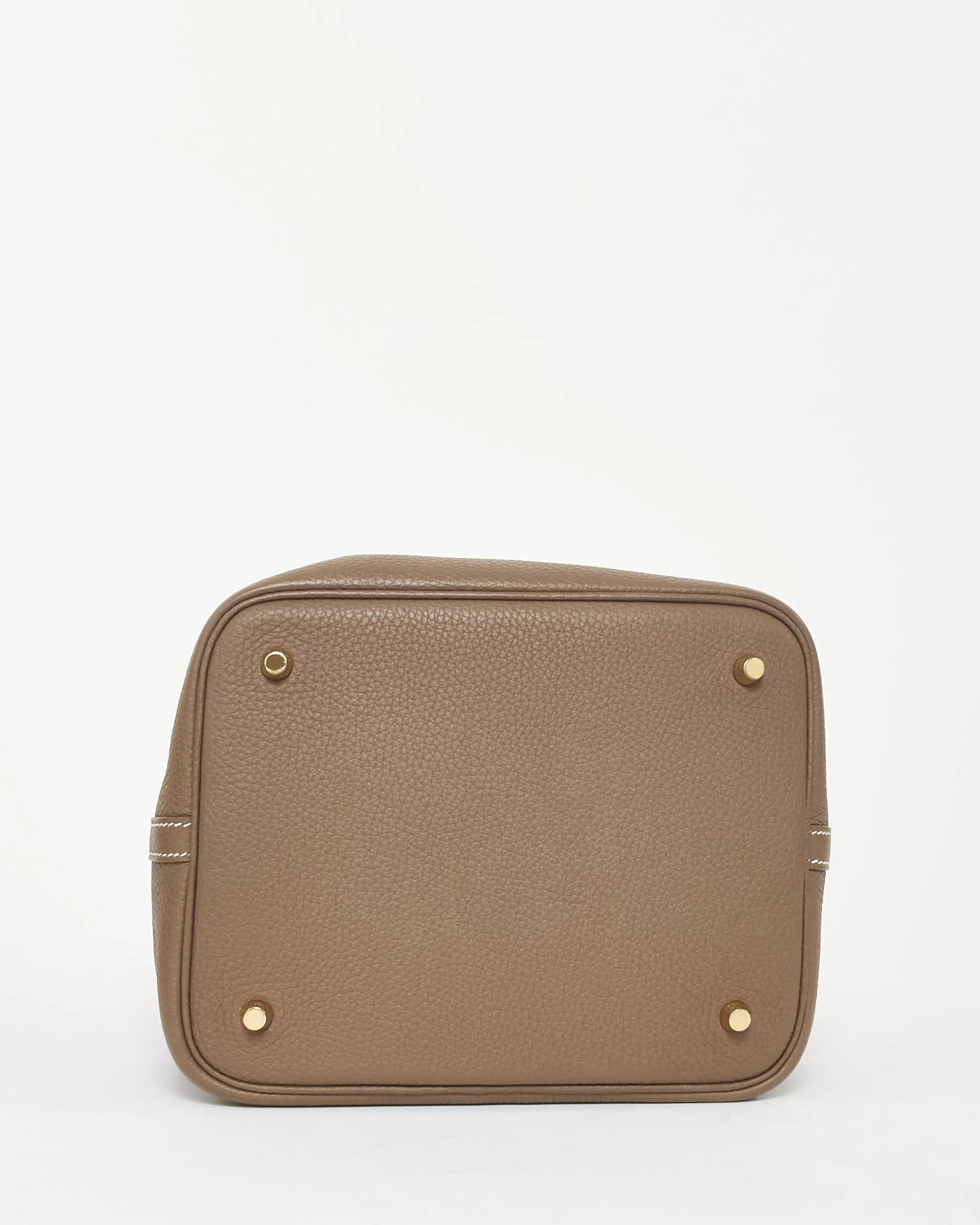 Hermès Étoupe Clemence Leather Picotin 22 GHW