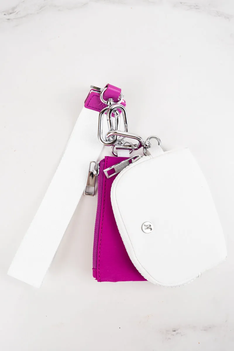 Hot Pink and White Dual Pouch Wristlet