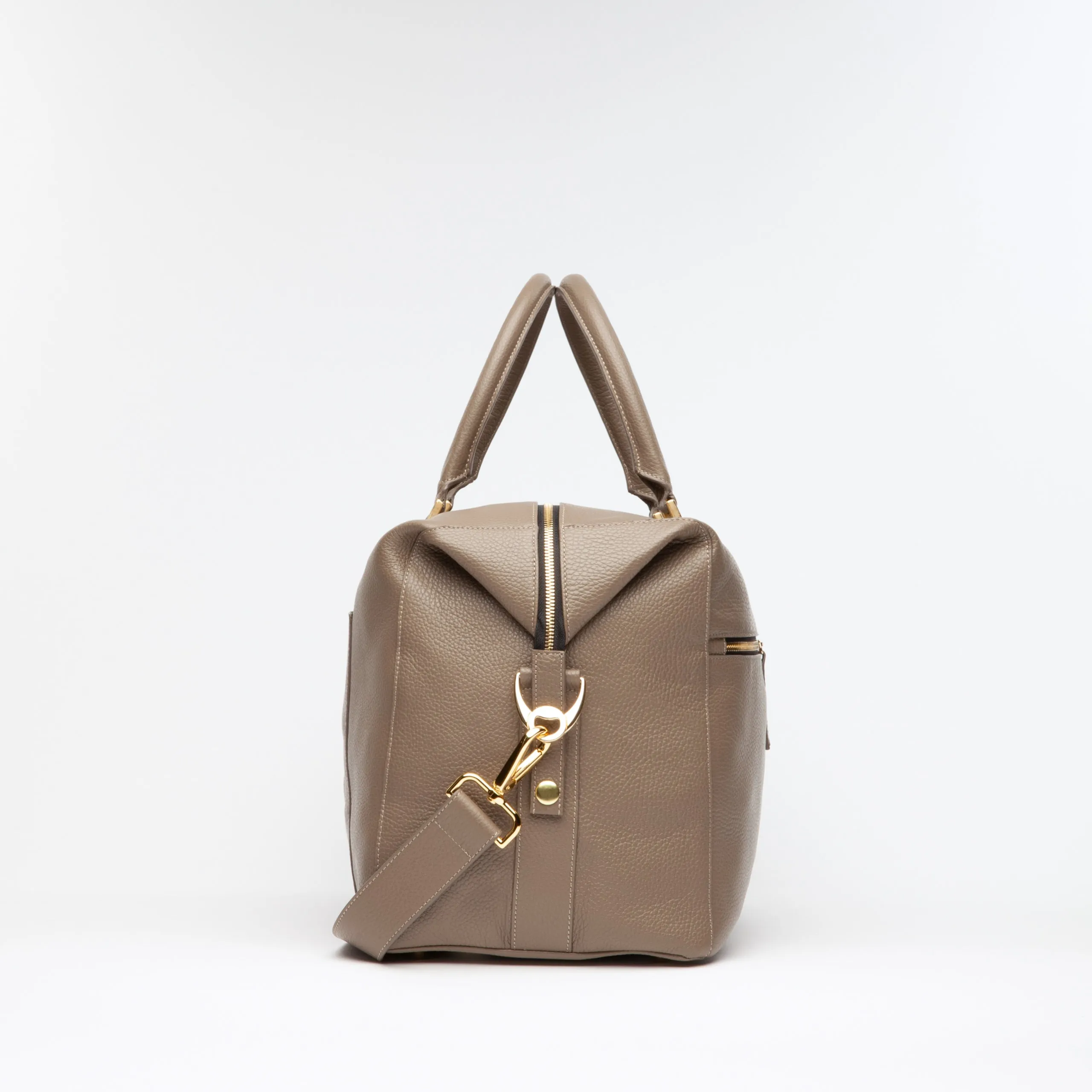 Hudson Italian Leather Weekender In Taupe