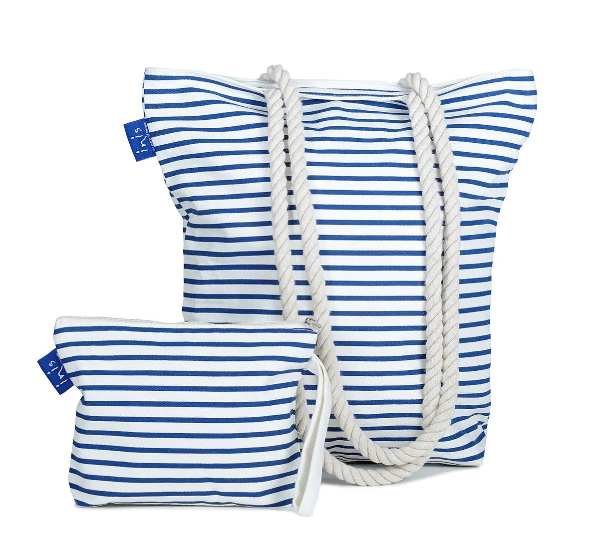 Inis Blue Striped Beach Bag