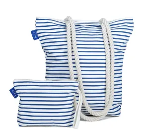 Inis Blue Striped Beach Bag