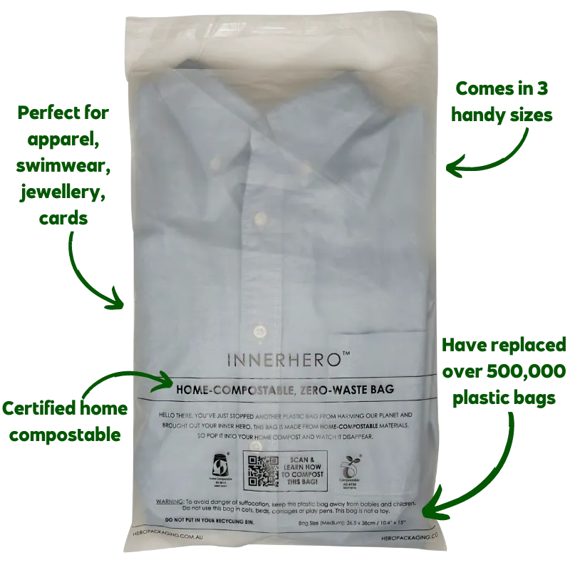 INNERHERO Home Compostable Garment Bags - from packs of 100