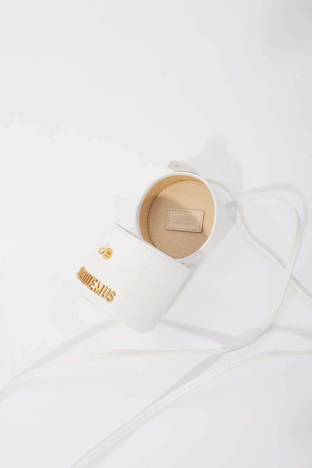 Jacquemus White Leather Mini Bucket Bag